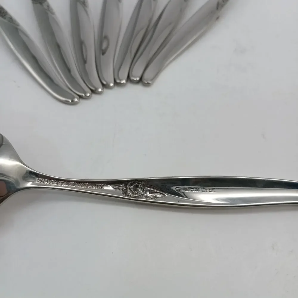 8X Tsp Oneida LA ROSE Teaspoons Rogers Premier Stainless 6 1/8